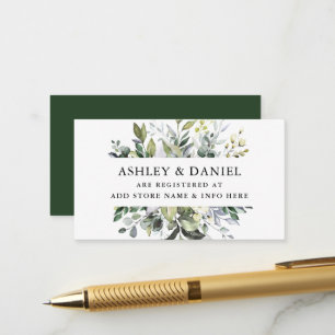 Elegant Watercolor Greenerity Wedding Registry Begleitkarte