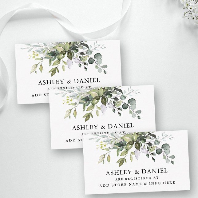 Elegant Watercolor Greenerity Wedding Registry Begleitkarte (Customize to change text size, style, color or to add more text to back of card.)