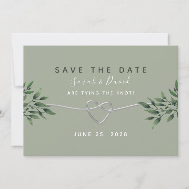 Elegant Watercolor Greenerity Wedding Save The Date (Vorderseite)