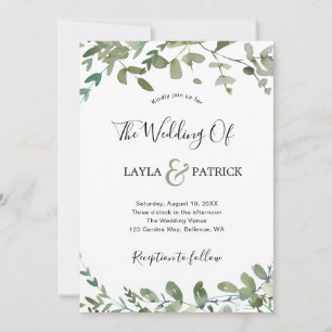 Elegant Watercolor Greenery Eucalyptus Wedding Einladung