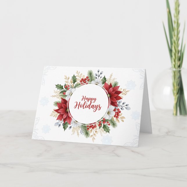 Elegant Watercolor Happy Holidays Karte (Vorderseite)