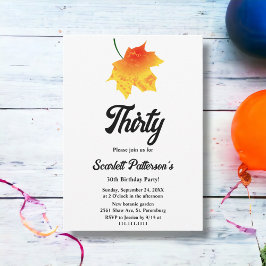 Elegant Watercolor Herbstlaube Boho 30. Geburtstag Einladung
