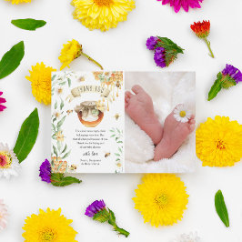 Elegant Watercolor HoneyBee Baby Shower Dankeskarte
