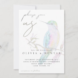 Elegant Watercolor Hummingbird Wedding Invitation Einladung