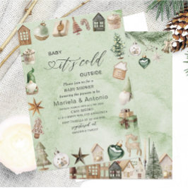 Elegant Watercolor ist es kalt draußen Babydusche Einladung