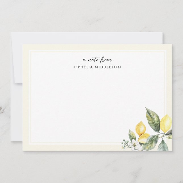 Elegant Watercolor Lemon Citrus  Mitteilungskarte (Vorderseite)