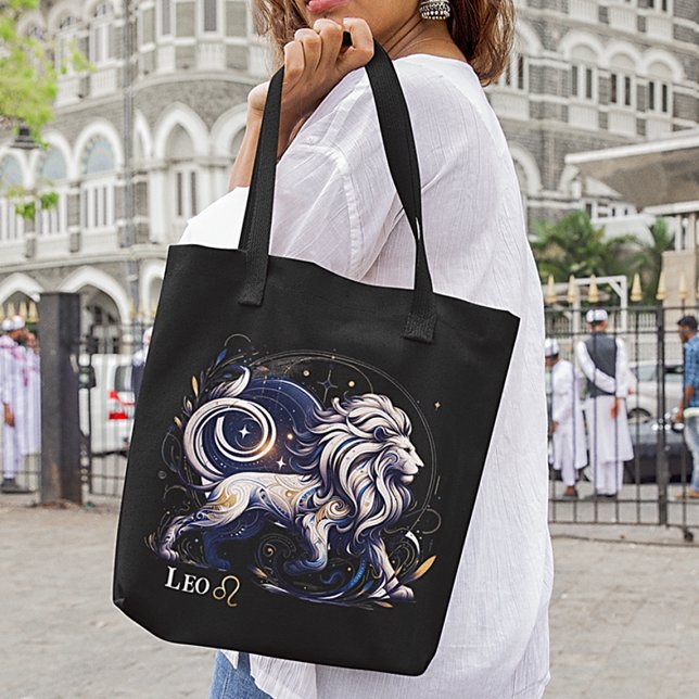 Elegant Watercolor Leo Zodiac Black Tasche (Von Creator hochgeladen)