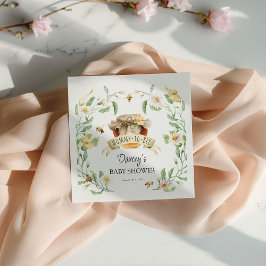Elegant Watercolor Mommy-to-Bee Honey Baby Shower Serviette