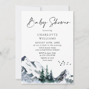 Elegant Watercolor Mountains NEUTRAL Baby Shower  Einladung
