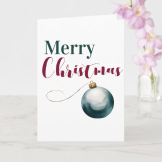 Elegant Watercolor Ornament Merry Christmas Card - Karte