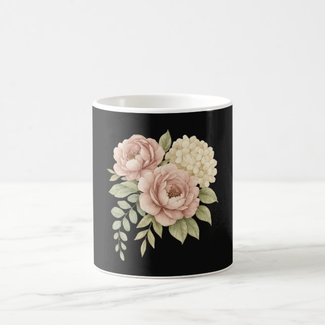 Elegant Watercolor Peony & Hydrangea Mother’s Day Kaffeetasse (Mittel)