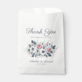 Elegant Watercolor Pink Roses Wedding Vielen Dank Geschenktütchen