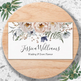 Elegant Watercolor Pretty Beige Blue Floral Visitenkarte