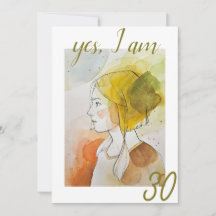 Elegant Watercolor Proud Lady 30. Geburtstag