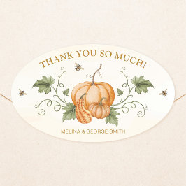 Elegant Watercolor Pumpkins et Bees Thank You Ovaler Aufkleber