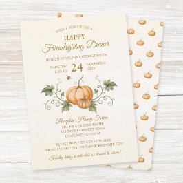 Elegant Watercolor Pumpkins Friendsgiving Dinner Einladung