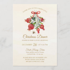 Elegant Watercolor Red Pomegranate Christmas Party Einladung