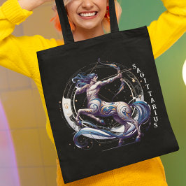 Elegant Watercolor Sagittarius Zodiac Black Tasche
