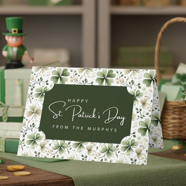 Elegant Watercolor Shamrocks Happy St. Patrick’s  Karte (Von Creator hochgeladen)