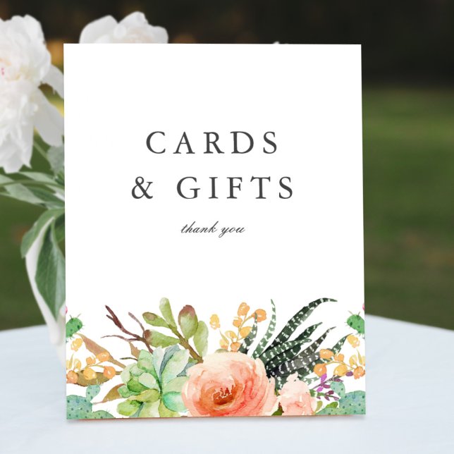 Elegant Watercolor Succulent Wedding Gifts Sign Poster (Von Creator hochgeladen)