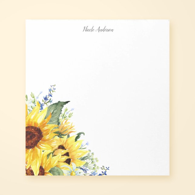 Elegant Watercolor Sunflowers Notizblock (Von Creator hochgeladen)