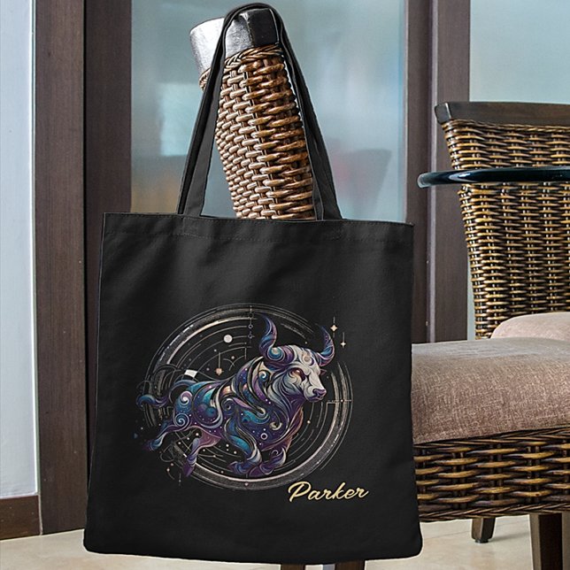 Elegant Watercolor Taurus Zodiac Black Tasche (Von Creator hochgeladen)