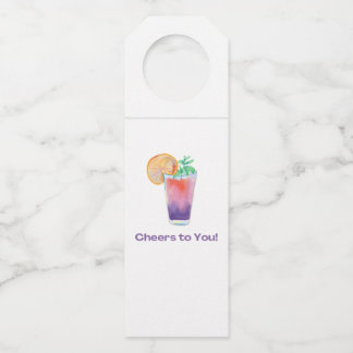 Elegant Watercolor Tropical Drink Celebration Flaschenanhänger