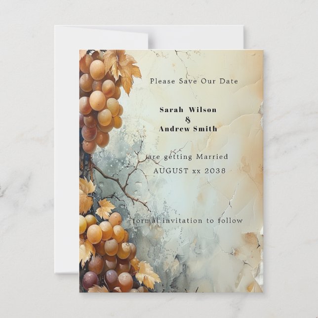  Elegant Watercolor Vineyard Wedding Save the Date Magneteinladung (Vorderseite)
