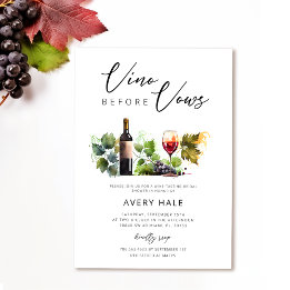 Elegant Watercolor Vino Before Vows Bridal Shower Einladung