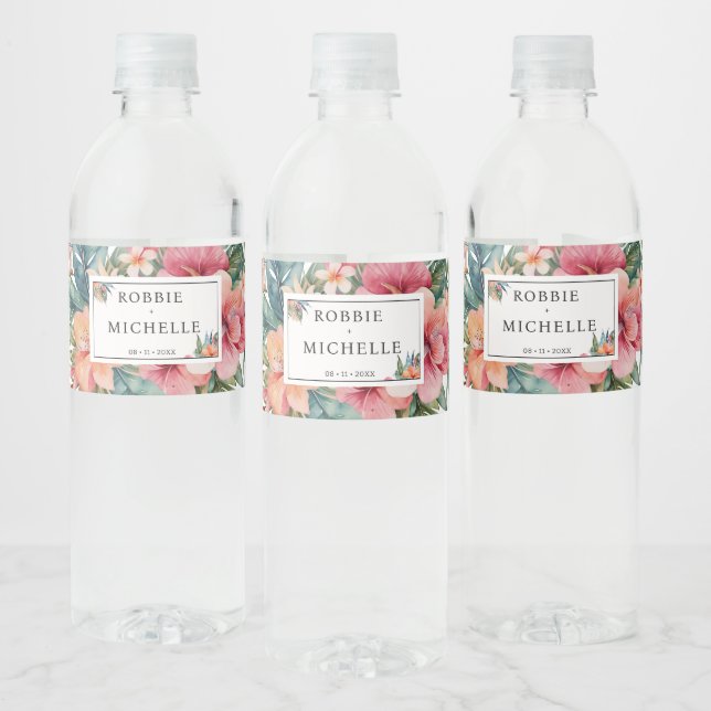 Elegant Watercolor Wedding Floral Boho (Flaschen)