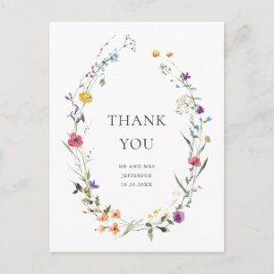 Elegant Watercolor Wild Blume Vielen Dank Postkarte