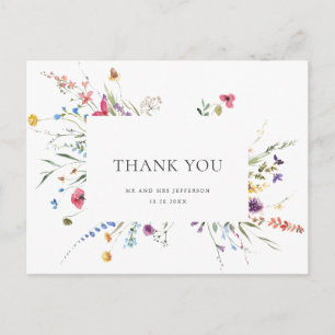 Elegant Watercolor Wild Blume Vielen Dank Postkarte