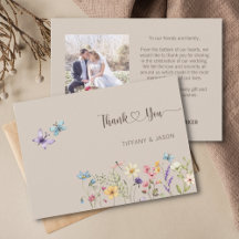 Elegant Watercolor Wildflower Photo Wedding 