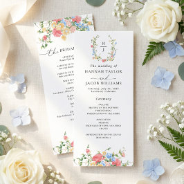 Elegant Watercolor Wildflower Wedding Program Programm