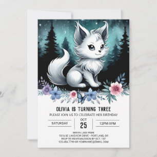 Elegant Watercolor Wolf Birthday Einladung