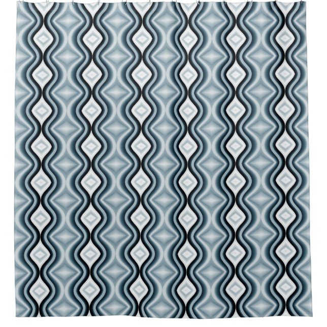Elegant Wavy Blue Pattern Duschvorhang (Vorderseite)