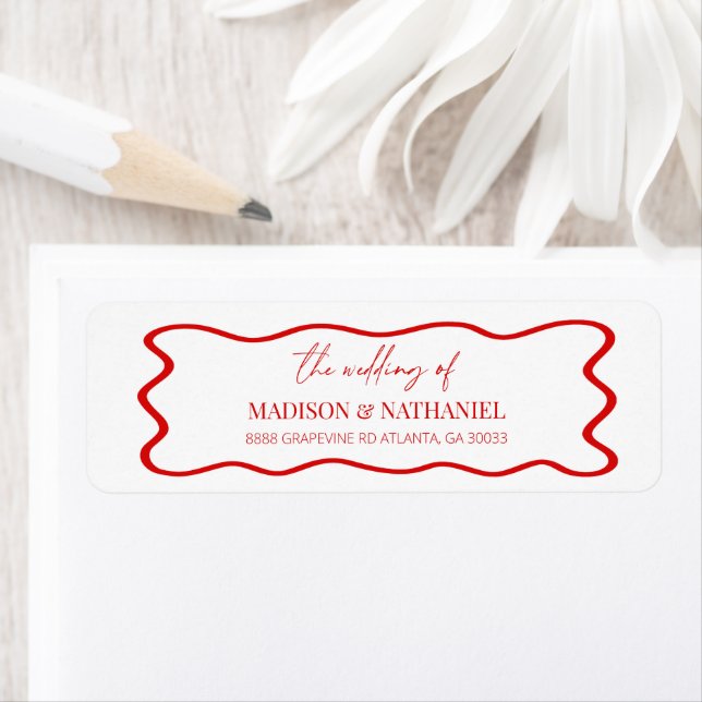 Elegant Wavy Border Wedding Return Address (Insitu)