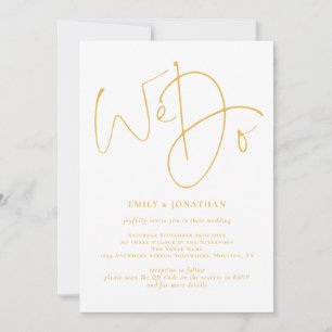 Elegant We do Golden Script QR Code Hochzeit Einladung