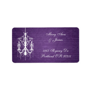 Elegant Wedding Address Chandelier Lila Adressaufkleber