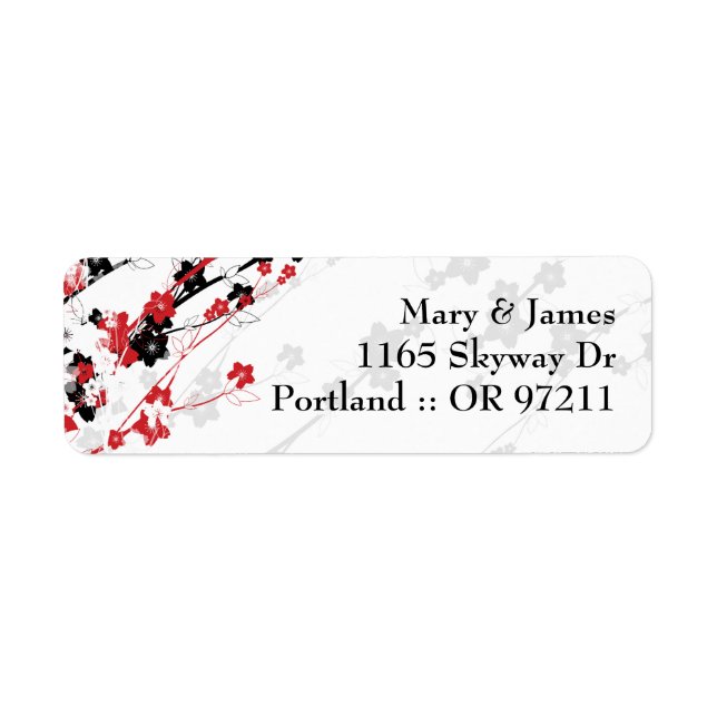 Elegant Wedding Address Japanisch Blume Red (Vorne)