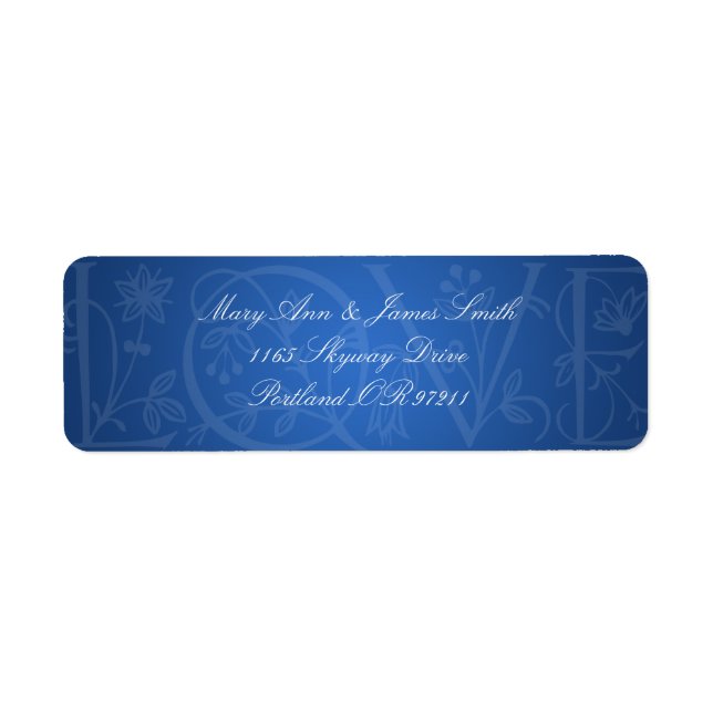 Elegant Wedding Address Liebe Blühe Blue (Vorne)