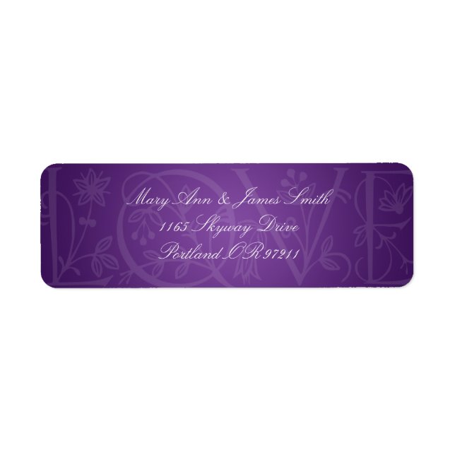 Elegant Wedding Address Liebe Blühe Lila (Vorne)