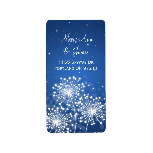 Elegant Wedding Address Summer Sparkle Sapphire Adressaufkleber (Vorne)