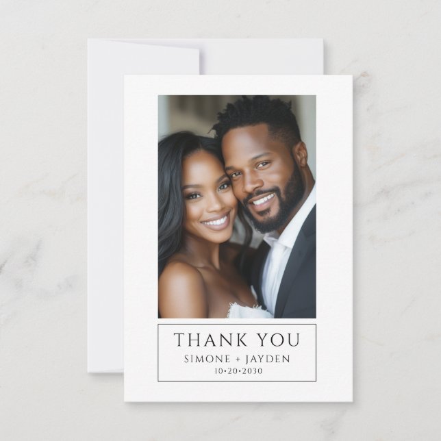 Elegant Wedding African American 2 Foto Vielen Dan Dankeskarte (Vorderseite)