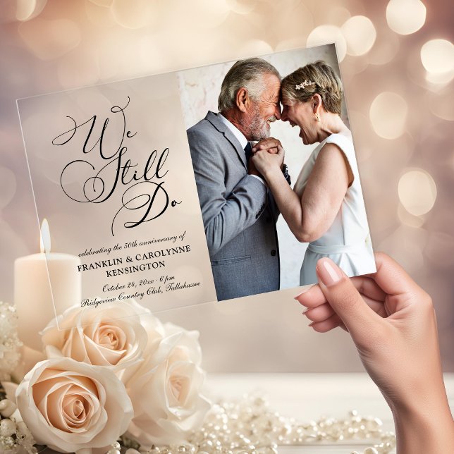 Elegant Wedding Anniversary Vow Renewal Acryleinladungen (Elegant Wedding Anniversary Vow Renewal Acrylic Invitations)