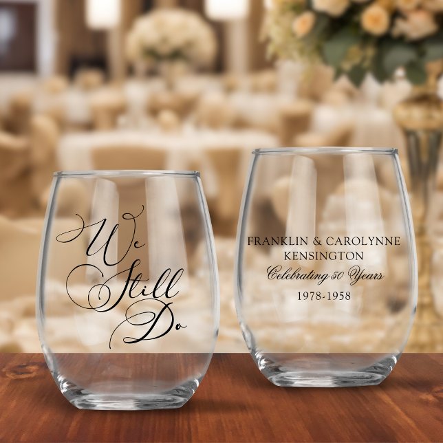 Elegant Wedding Anniversary Vow Renewal Weinglas Ohne Stiel (Elegant Wedding Anniversary Vow Renewal Stemless Wine Glasses)