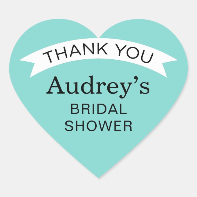 Elegant Wedding Aqua Blue Brautparty Vielen Dank Herz-Aufkleber (Vorderseite)