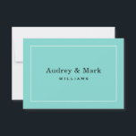 Elegant Wedding Aqua Blue und Black Monogram Dankeskarte<br><div class="desc">Die personalisierten Mitteilungskarten im Flachstil sind elegant und raffiniert gestaltet und mit einem Monogramm des verheirateten Namens einer Braut und eines Bräutigams versehen. Aqua / Rotwein's Eiklar,  Schwarz und Weiß Farbschema.</div>