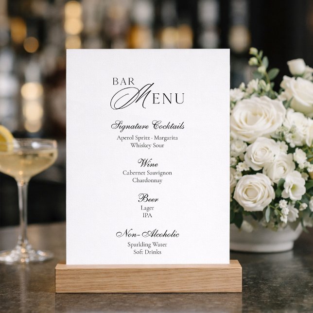 Elegant Wedding Bar Menu Sign Einladung (Von Creator hochgeladen)