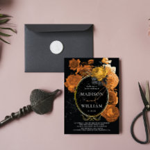 Elegant Wedding Black Orange Floral